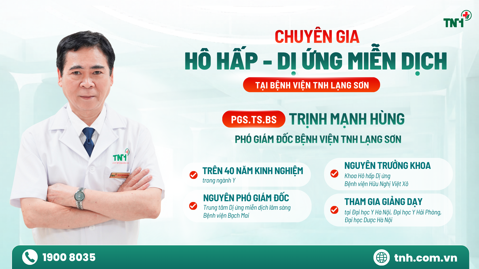 CHUYÊN GIA HÔ HẤP - DỊ ỨNG MIỄN DỊCH TUYẾN TRUNG ƯƠNG TẠI BỆNH VIỆN TNH LẠNG SƠN