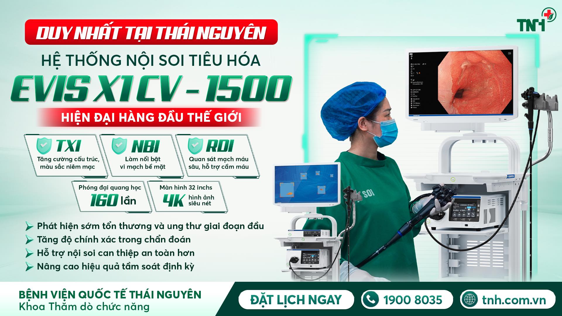 DUY NHẤT TẠI THÁI NGUYÊN: HỆ THỐNG NỘI SOI PHÓNG ĐẠI QUANG HỌC 160 LẦN – NÂNG TẦM TẦM SOÁT UNG THƯ TIÊU HÓA
