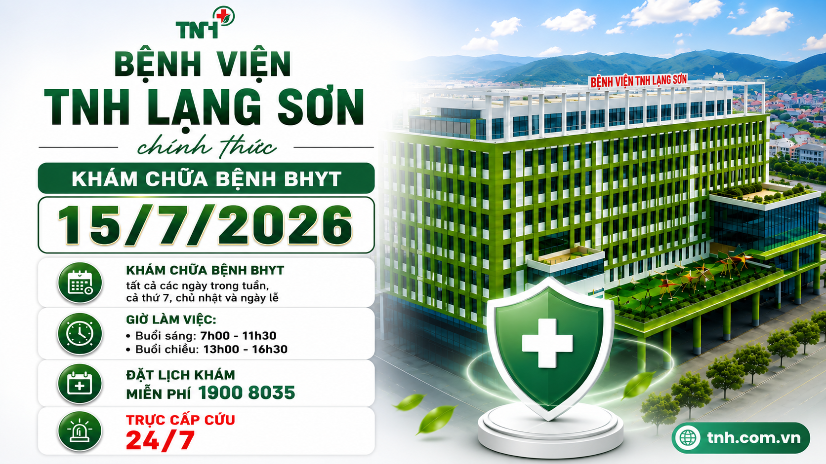 Bệnh viện TNH Lạng Sơn chính thức tiếp nhận khám chữa bệnh BHYT từ ngày 15/7/2026