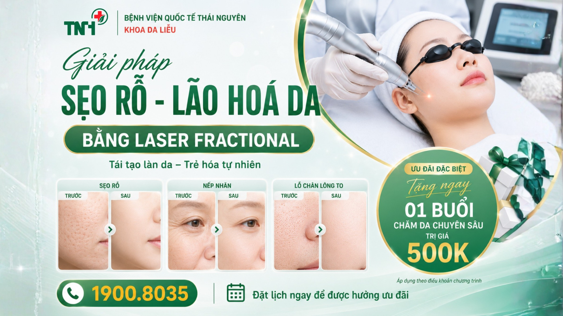 SẸO RỖ – LÃO HOÁ DA: GIẢI PHÁP LASER FRACTIONAL CHUẨN Y KHOA