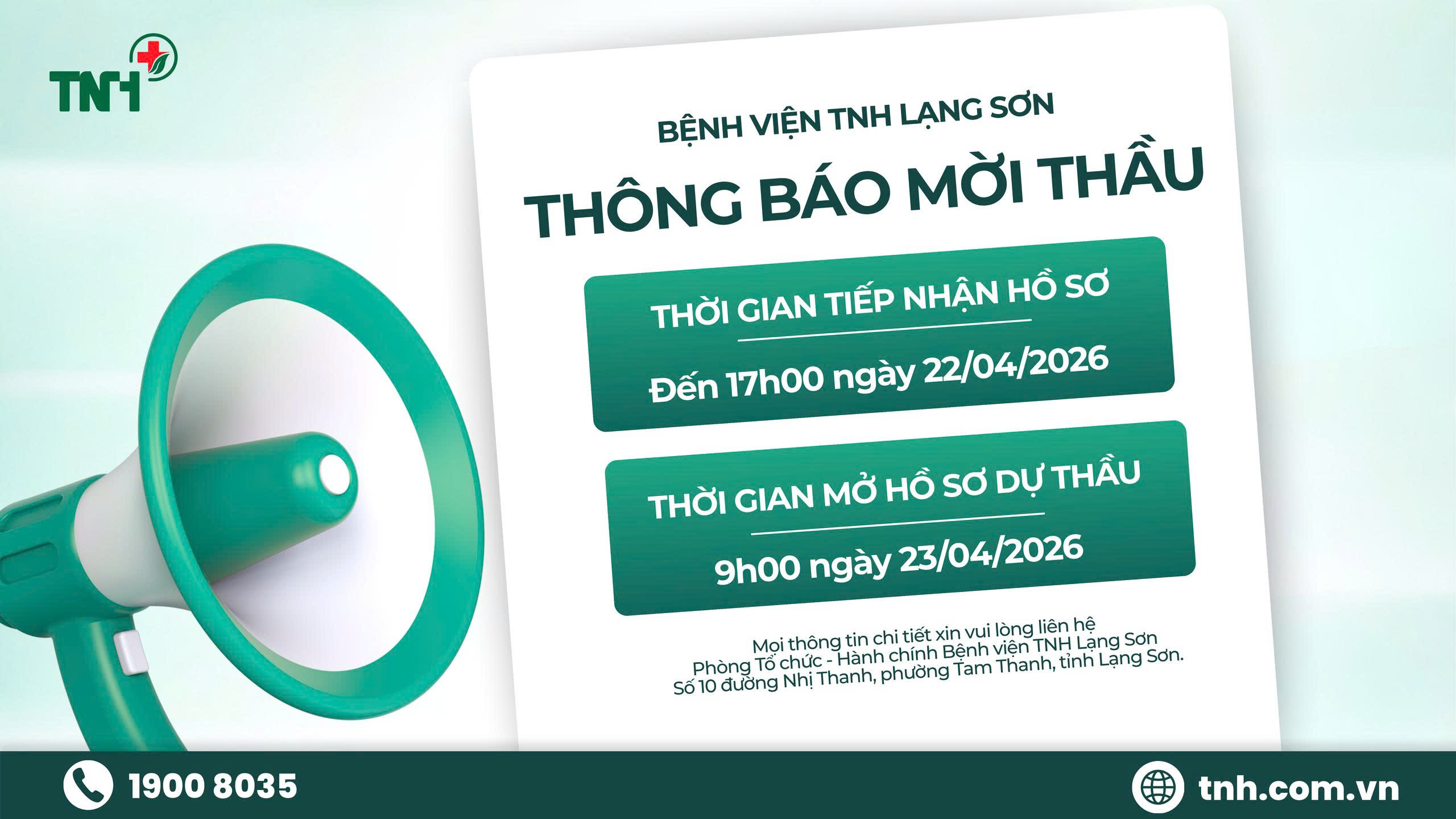 BỆNH VIỆN TNH LẠNG SƠN - THÔNG BÁO MỜI THẦU